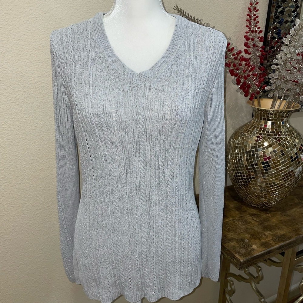 Brooks Brothers silver metallic sparkly sweater